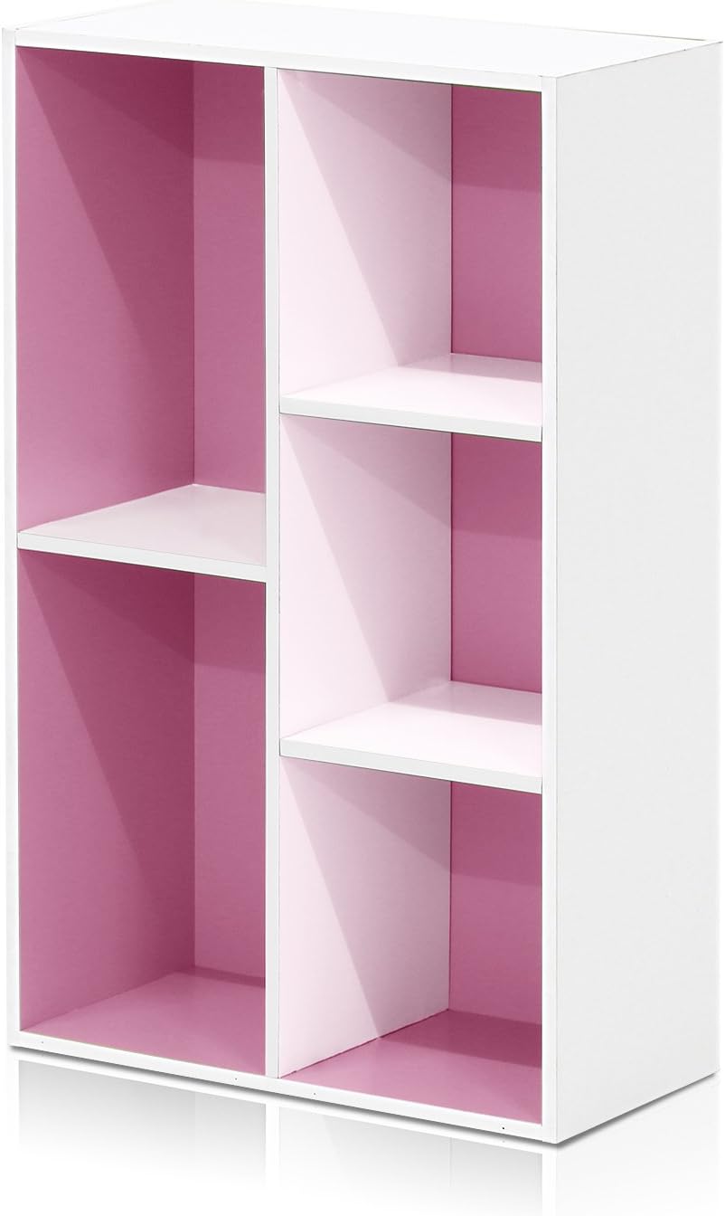 Estantería reversible con 5 cubos - Furinno 11069WH/PI