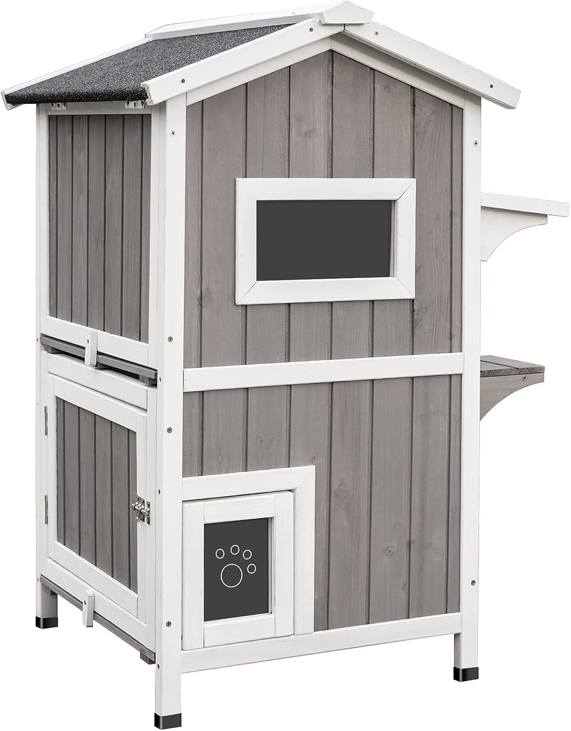 Refugio para Gatos Exterior, Marca X, Dos Pisos, Techo Abierto