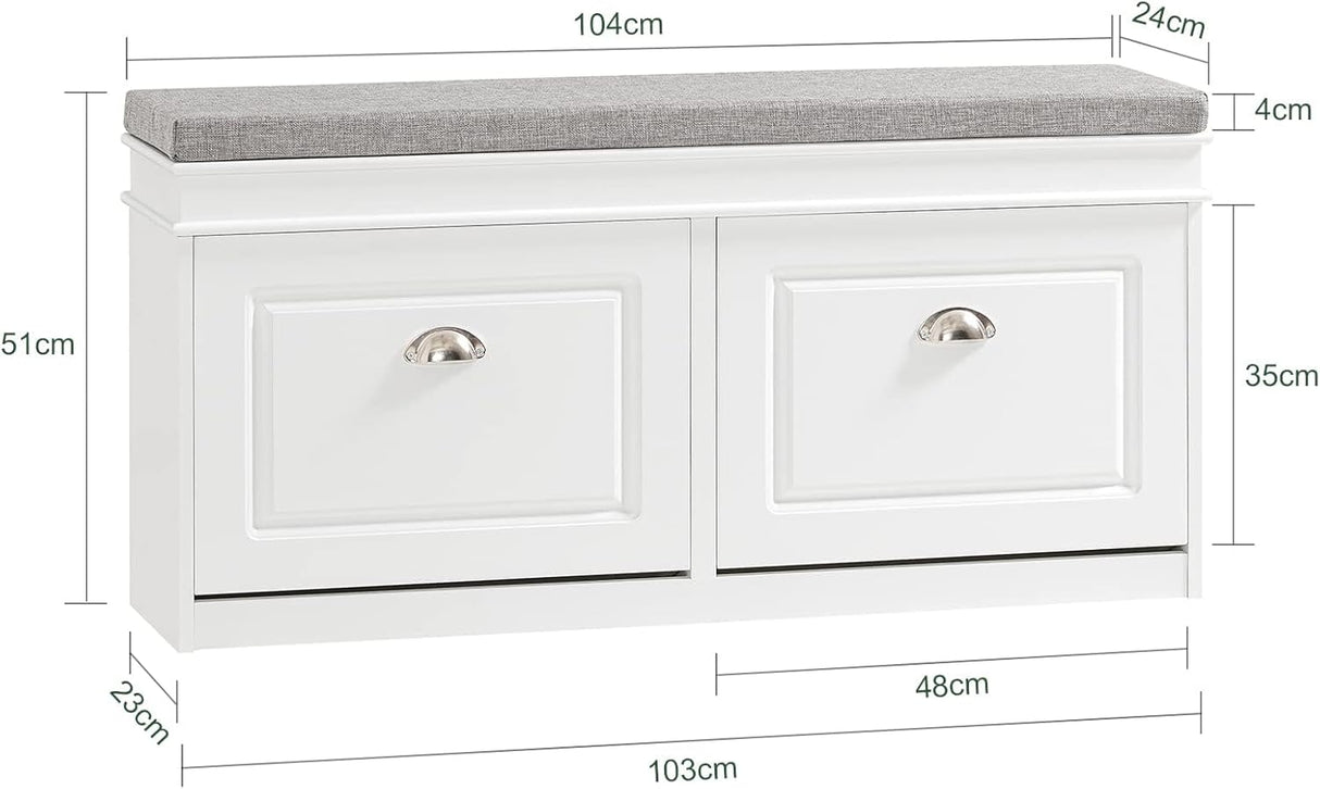 Banco de almacenamiento para zapatos con 2 cajones, FSR64-W
