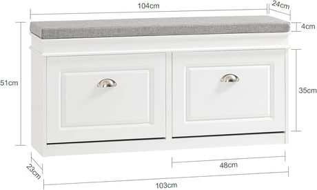 Banco de almacenamiento para zapatos con 2 cajones, FSR64-W