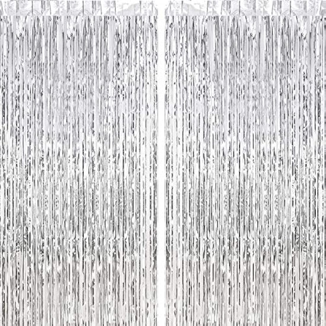 2 cortinas cromadas de 27.2 ft x 7.5 ft de color plateado