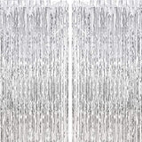 2 cortinas cromadas de 27.2 ft x 7.5 ft de color plateado