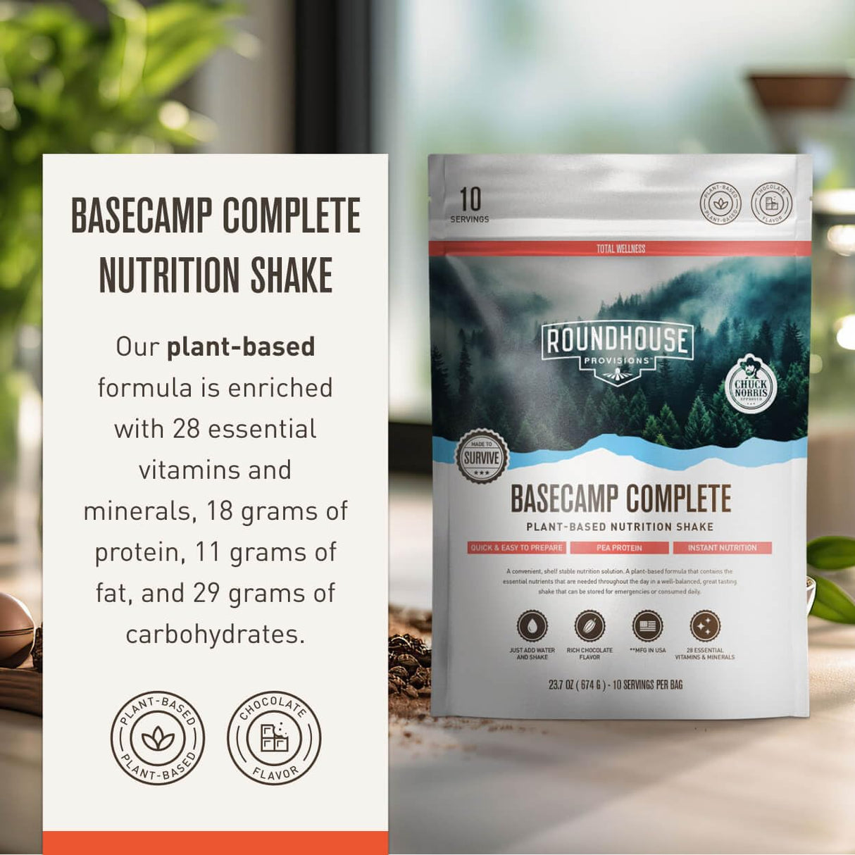 Batido Nutricional Basecamp Chuck Norris, 18g Proteína, 10 Porciones