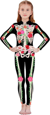 Disfraz Esqueleto Niñas RAISEVERN Jumpsuit 3D Talla 5-14 Años