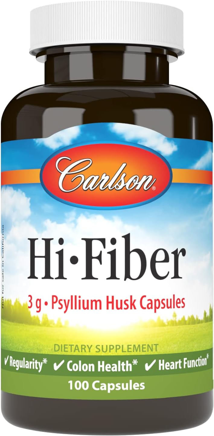 Cápsulas de Psyllium Husk, Carlson, 3 g, 100 cápsulas