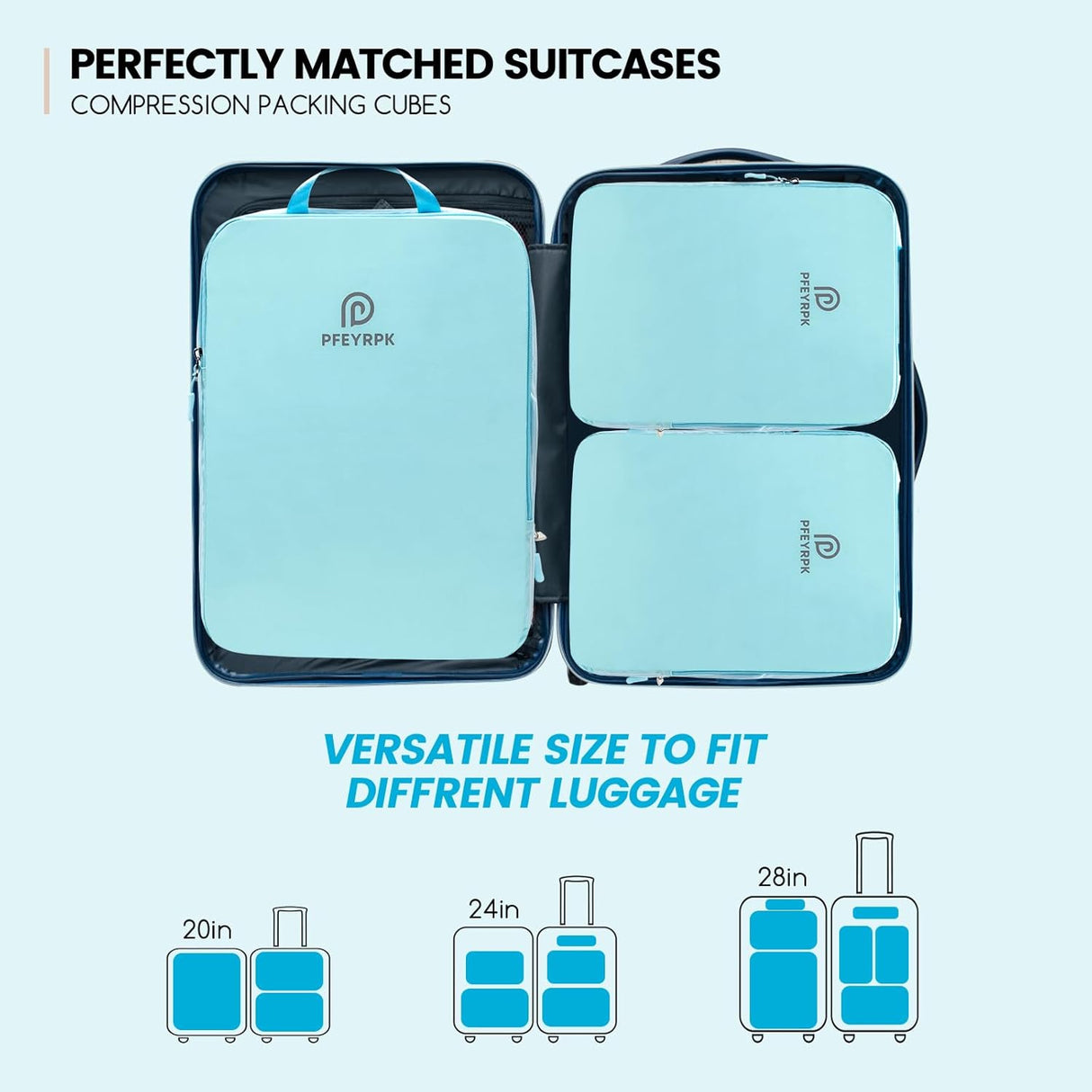 Juego de Cubos Compresores para Viaje, Organizador 7 Piezas