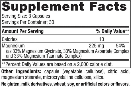 Suplemento Complejo de magnesio 90 cáp  225 mg de magnesio