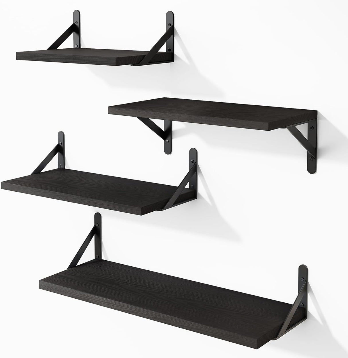 Estantes Flotantes YGEOMER, Madera, Set de 4 Tamaños Variados