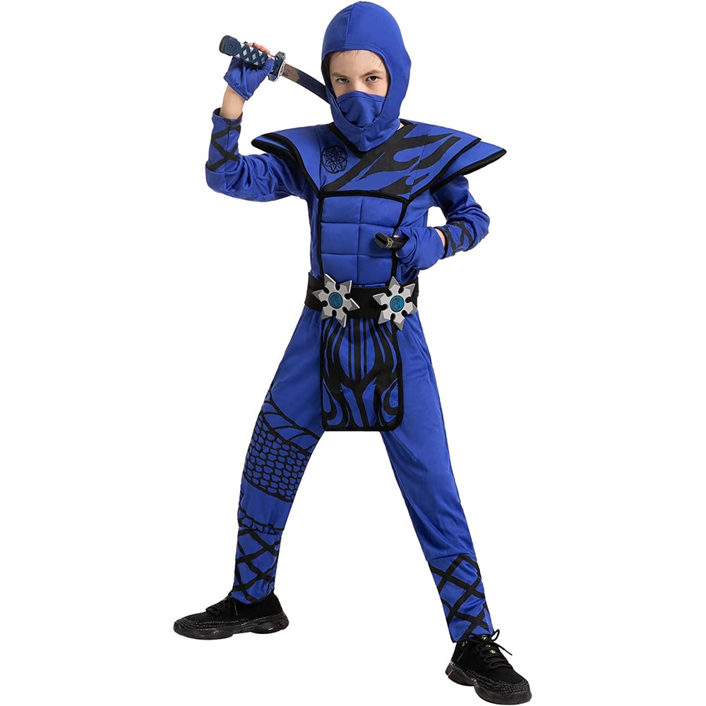 Disfraz de ninja azul de escamas de dragón talla S  5-7 años