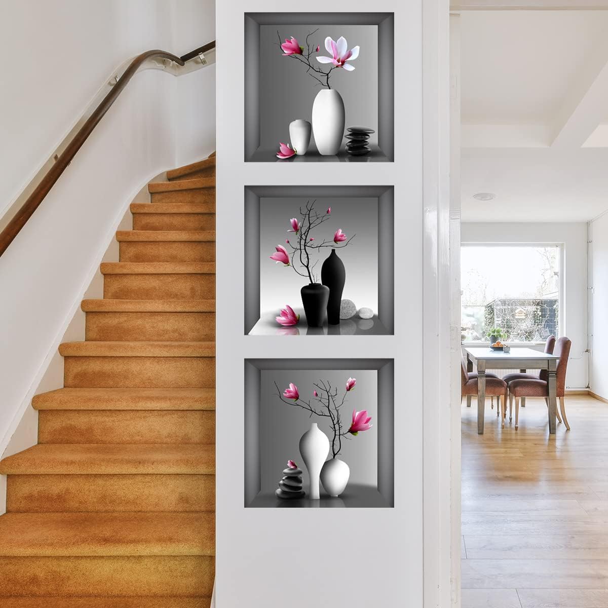 Stickers 3D Jarrón Orquídea, Decoración Pared, Modelo VASE ORCHID