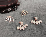 Fashion Hollow Lotus Flower Earrings Crystal Simple Chic