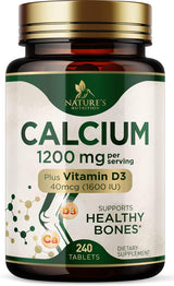 Suplemento Calcio 1200 mg con vitamina D3 apoyo óseo