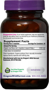 Oregon Wild Harvest Maca Root Orgánico Cápsulas Veganas 90