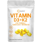 Suplementos Vitamina D3 5000IU Plus K2 300 capsula