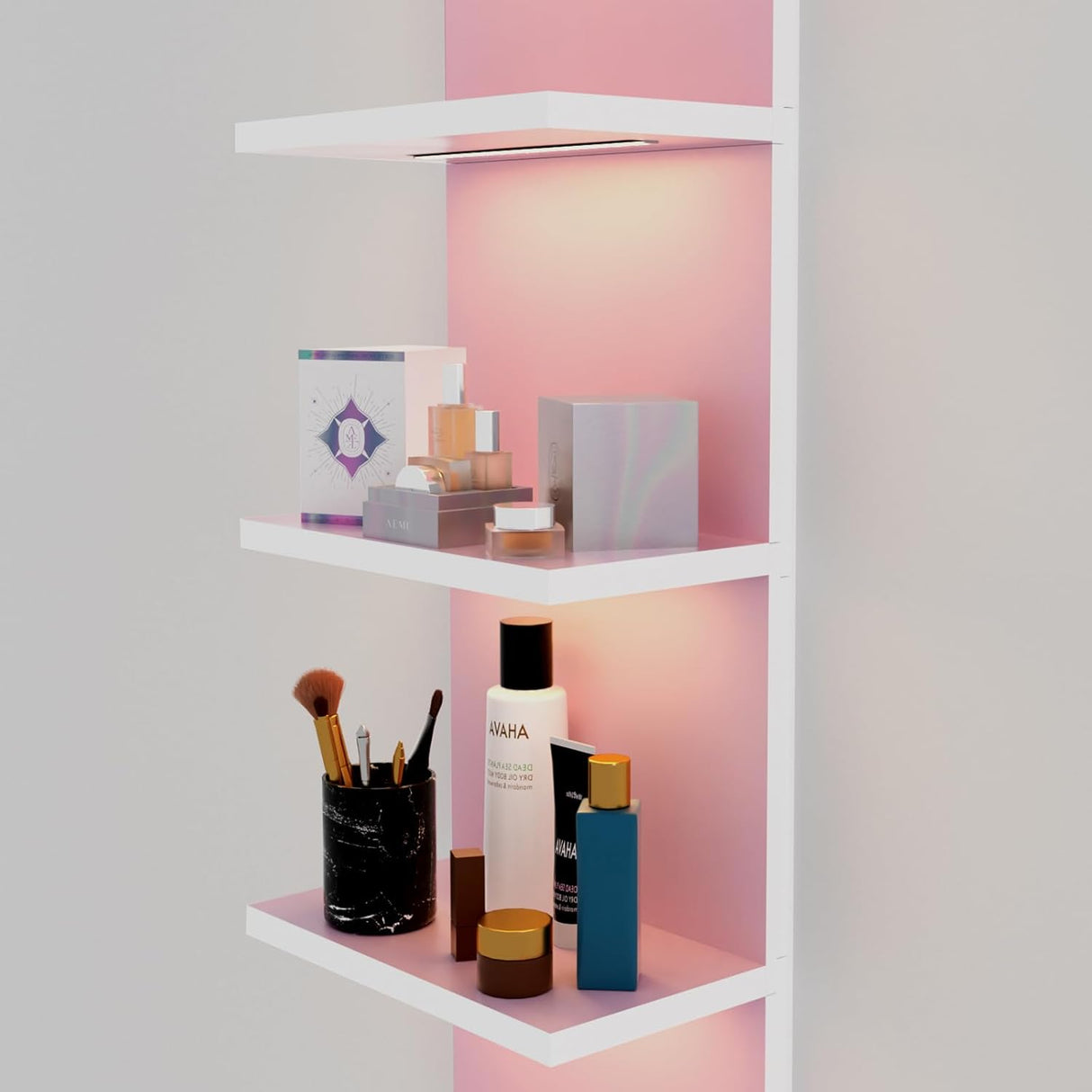 Estante Flotante 5 Niveles con Luz LED, Organizador Vertical