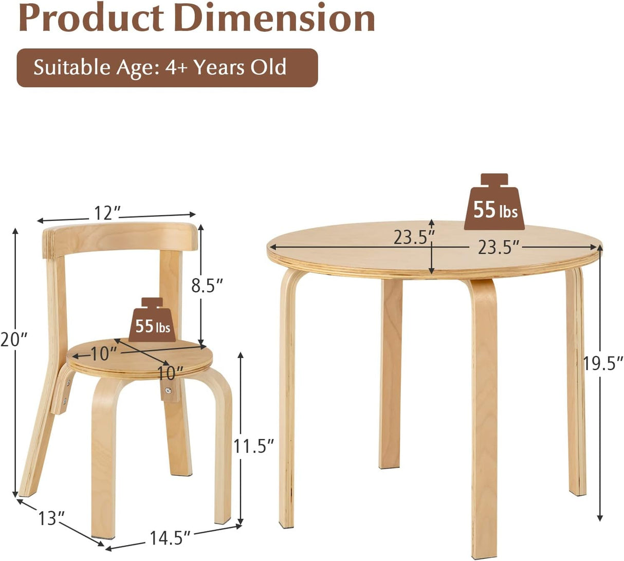 Juego de madera curvada para niños pequeños natural