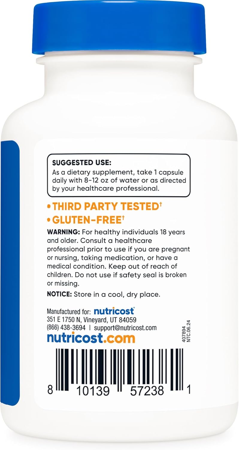 Suplemento Zinc + Cobre Nutricost 120 Cdas No GMO Vegetariano