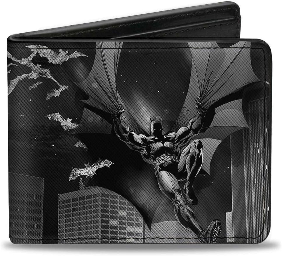 Cartera Bifold Hombre PU, Negra y Gris, 4.0 x 3.5