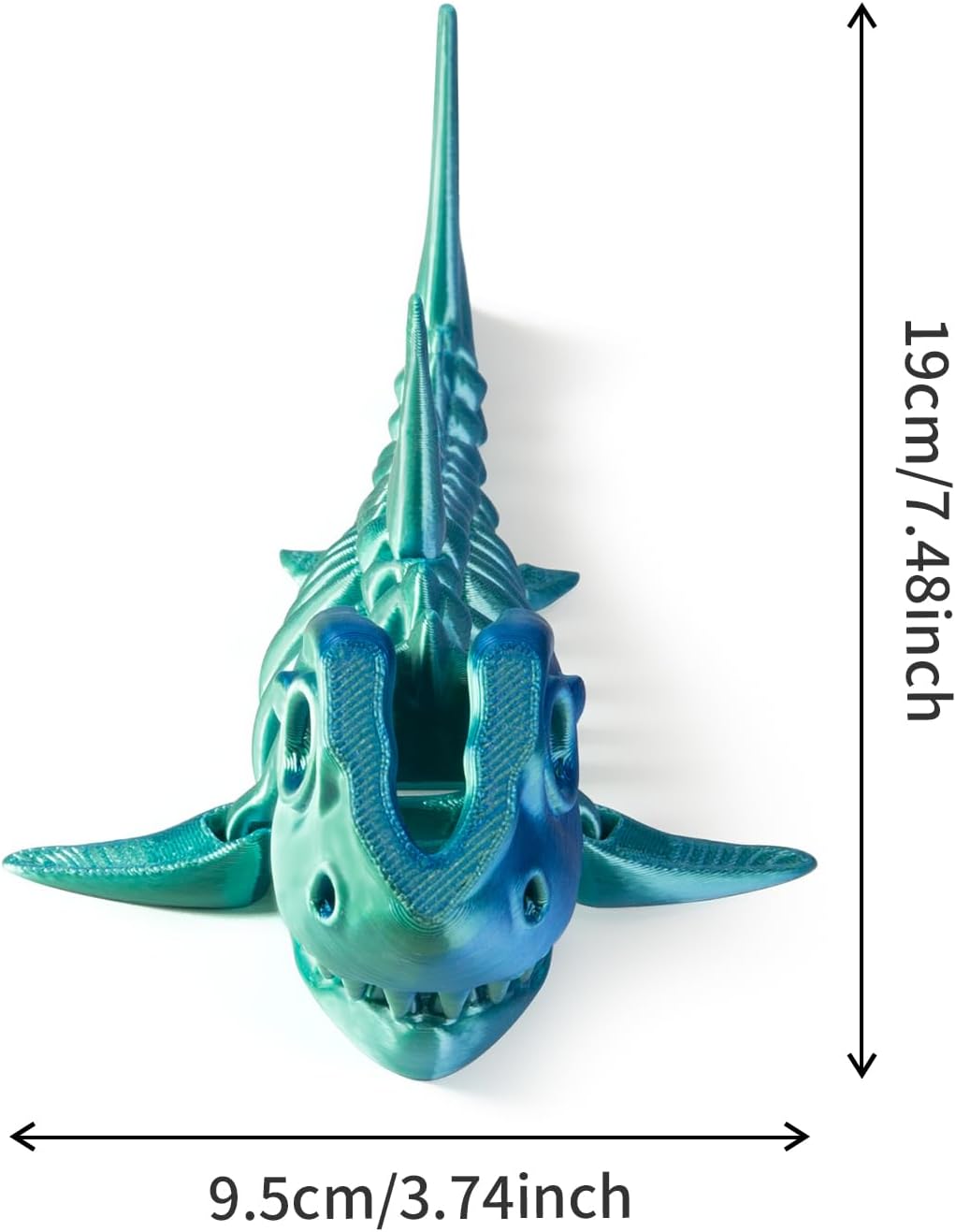 Juguete tiburón articulado 3D, diseño premium, modelo arcoíris