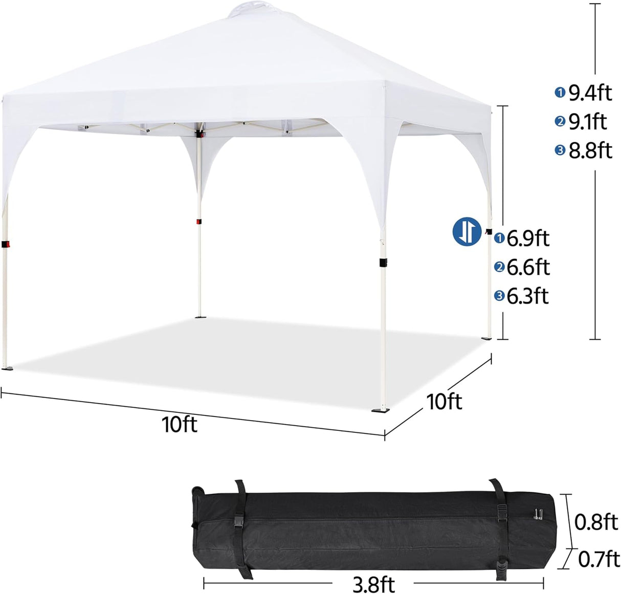 Tienda de Playa: Carpa Plegable 10x10 con Ventilación Blanca