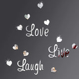 Vinilos decorativos Love Live Laugh, corazón espejo, DIY