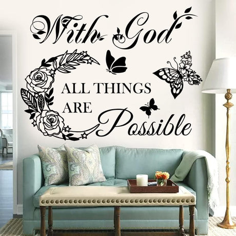Vinilo Decorativo Inspiracional Dios Todo es Posible - Sticker