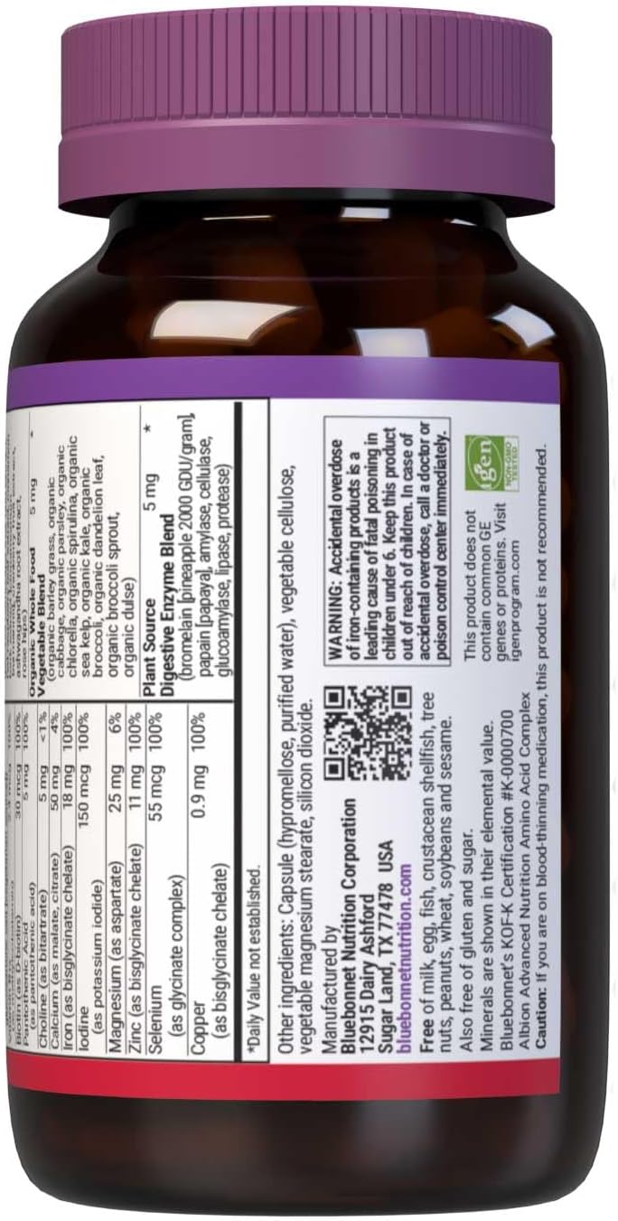 BlueBonnet Mujeres Multi Vegetal K2 Orgánico 60 cápsulas