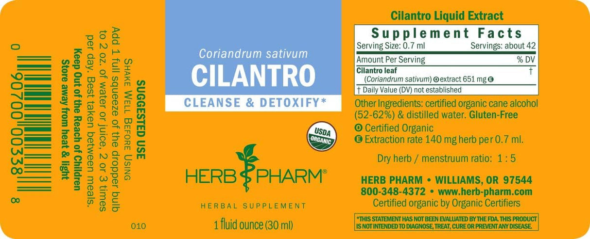 Suplemento Extracto de cilantro orgánico desintoxicación 1oz