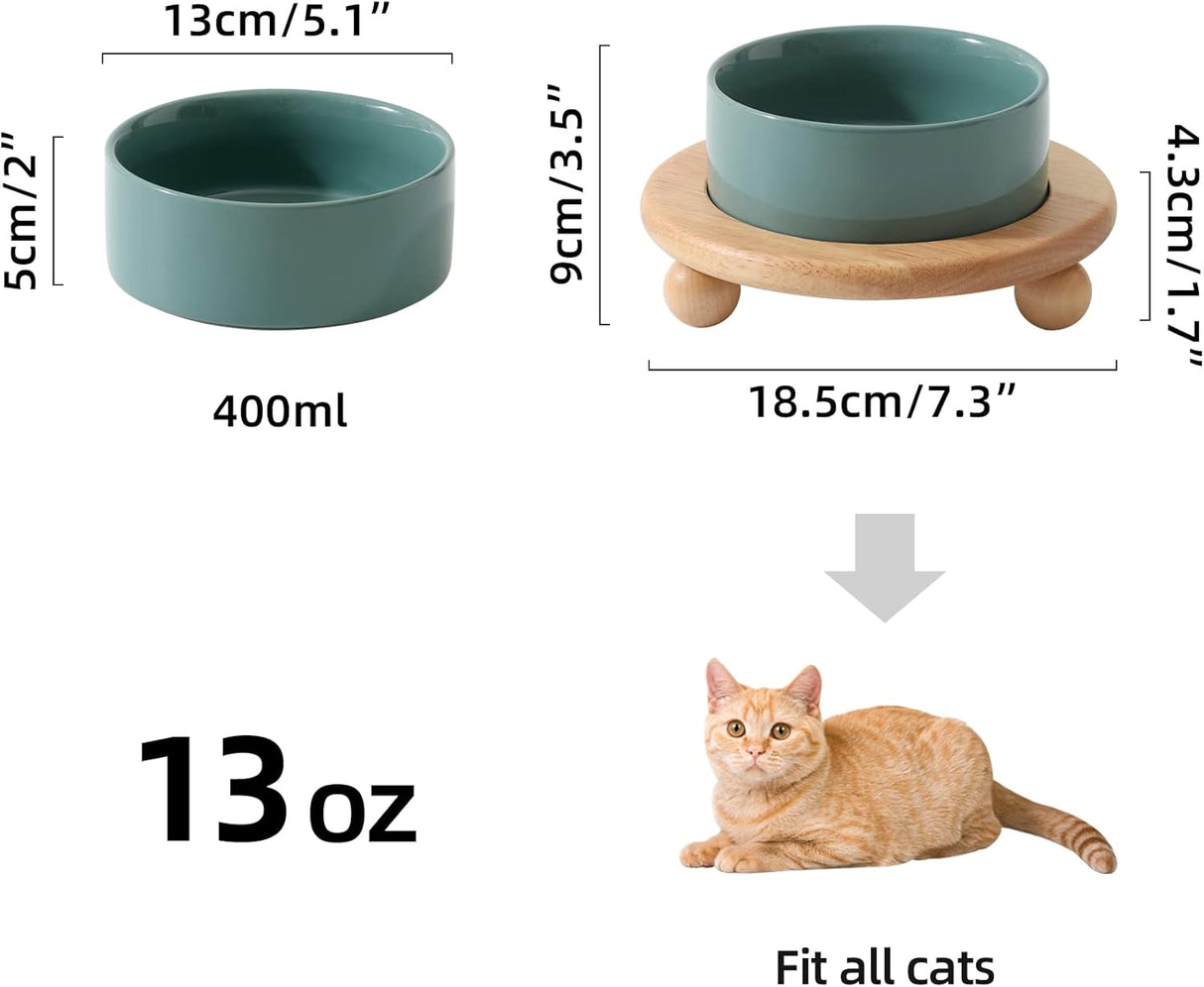 Cuenco elevado de cerámica para comida para gatito
