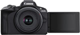 Canon Cámara de vlogging sin espejo EOS R50 (negro) con RF-S18-1.772 in F4.5-6.3 es lente STM, 24.2 MP, video 4K, detección y seguimiento de sujetos, compacta, conexión de teléfono inteligente, creador de contenido