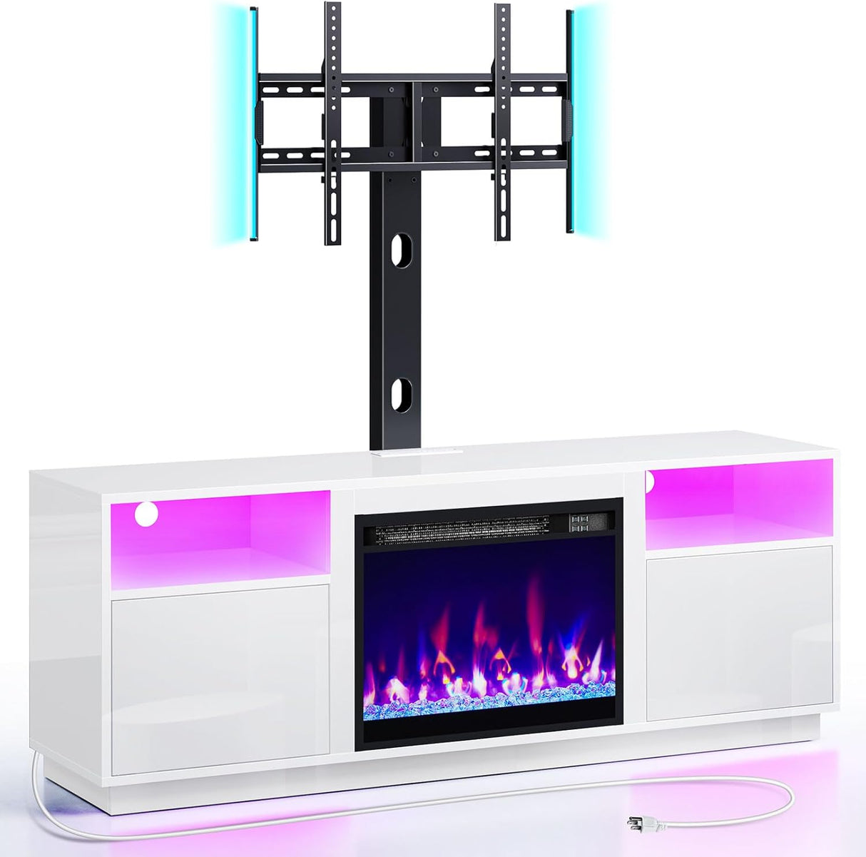 Soporte para TV Rolanstar con chimenea eléctrica y luces LED