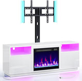 Soporte para TV Rolanstar con chimenea eléctrica y luces LED