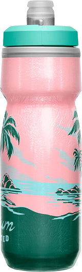 CamelBak Podium Chill Botella de agua aislada para bicicleta, botella fácil de apretar, se adapta a la mayoría de jaulas de bicicleta, 21 onzas, tropical