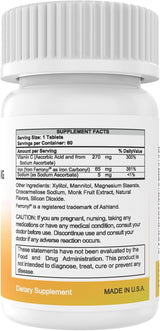 Suplemento Hierro masticable 65 mg con vitamina C 270 mg