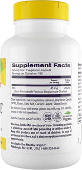 Suplemento Healthy Origins Iron Ease (con Ferrochel), 45 mg