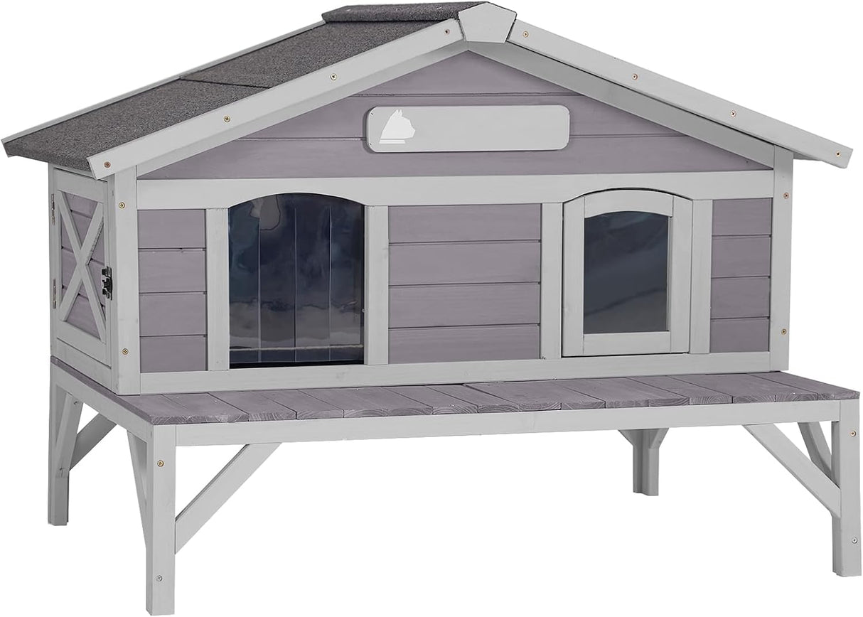 Casa para Gatos Aivituvin, Refugio de Madera 100% para Invierno