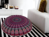 Funda bohemia para cojín, de 32 pulgadas, con diseño de mandala, para meditación, decorativa, otomana, grande, para exteriores, decoración del hogar, decoración de arte en el hogar, redonda, con pompones de algodón, cómoda