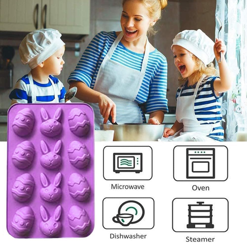 Moldes de Chocolate para Pascua - Silicona, 12 Cavidades, Set 3