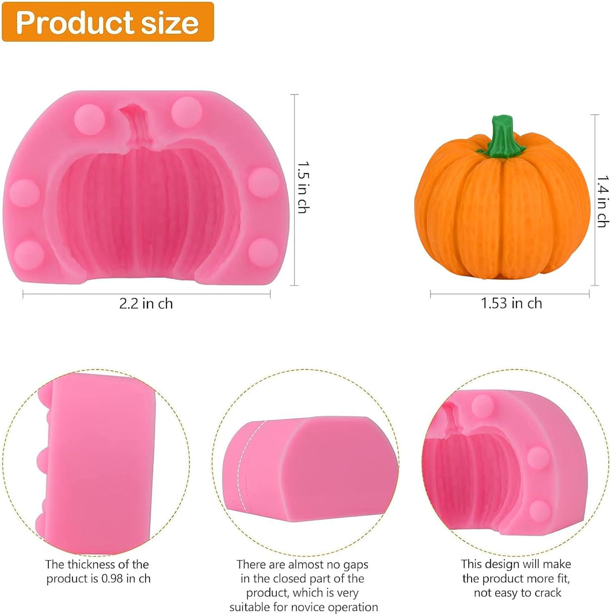 Moldes de calabaza en silicona Actvty, 6 piezas para repostería