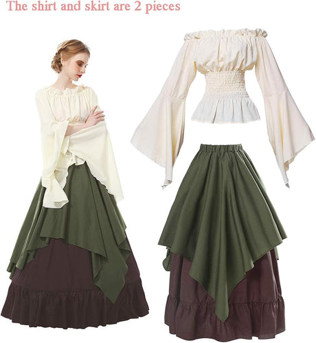 Disfraces camisa y falda verde talla XXL