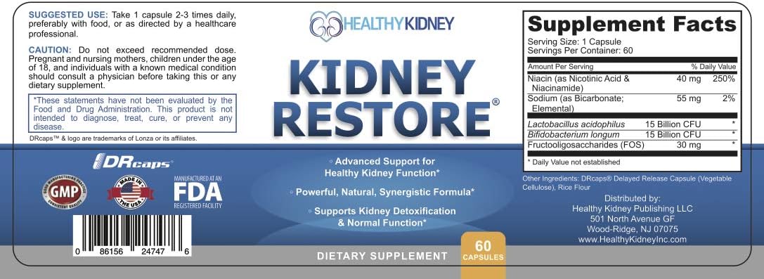Suplemento de limpieza renal y salud renal 60 cápsulas