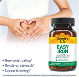 Suplemento de hierro fácil y vegano Country Life Ferrochel 25mg