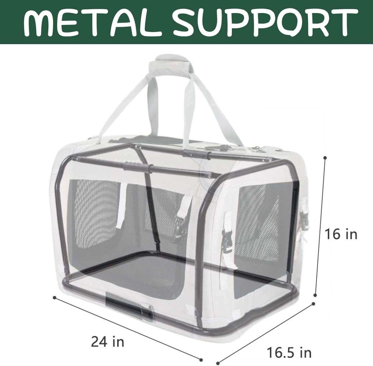 Transportadora de mascotas extra grande, plegable, 24x16.5x16