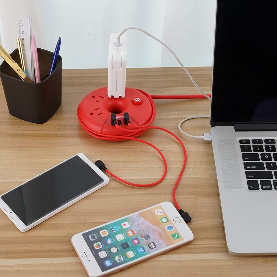 NTONPOWER - Tira de alimentación USB, estación de carga Rojo