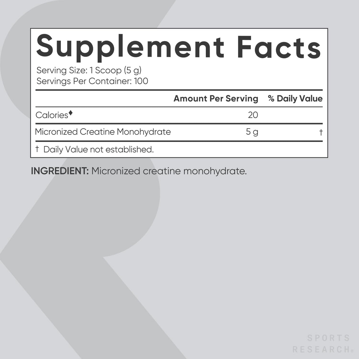 Suplemento Sports Research Monohidrato de creatina  1.1 lb