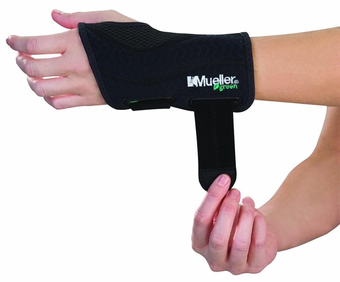 Muñequera verde ajustada para muñeca, negro, mano izquierda