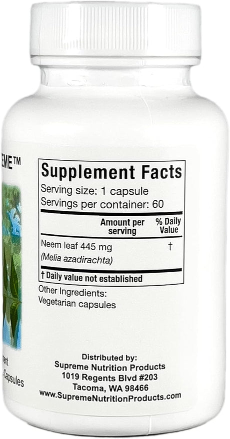 Suplemento  de hoja de neem en polvo puro 60 cápsulas