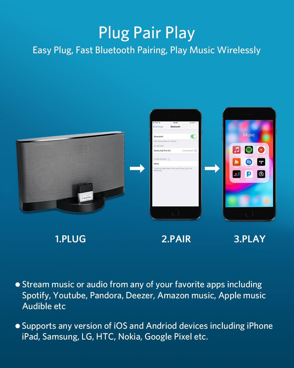 Adaptador Bluetooth de músicade 30 pines