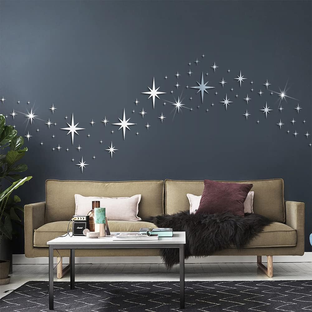 Stickers de Pared Estrella Acrílica 82Pcs, Decoración Infantil