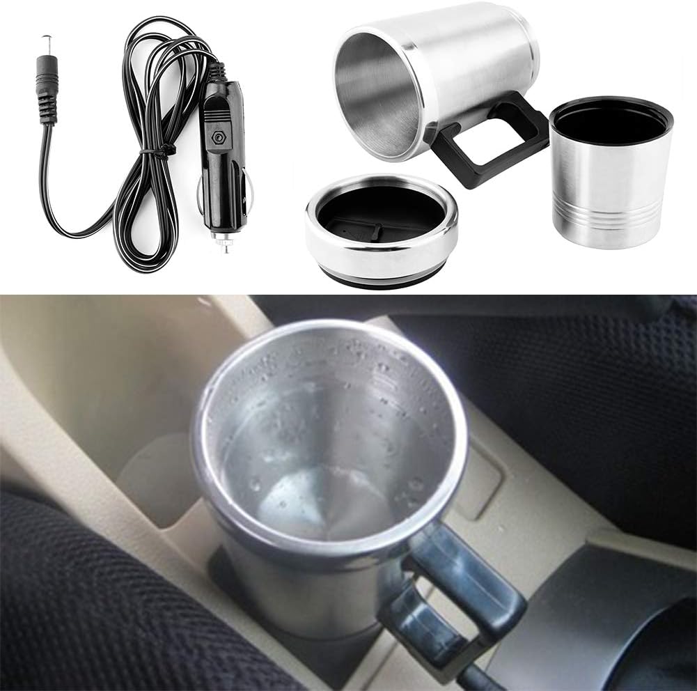Kettle eléctrica Duokon 350ML 12V para coche, acero inoxidable